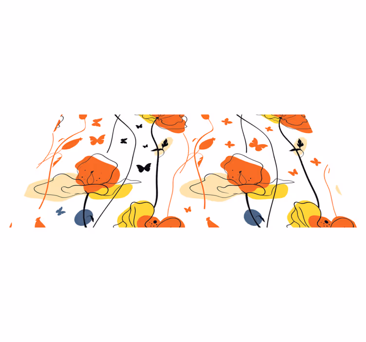 Minimalistic pattern with butterflies floral vinyl carpet - TenStickers