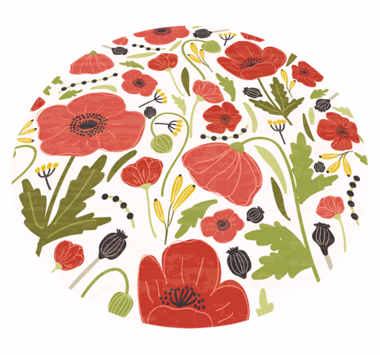Red Poppy Blossoms floral vinyl carpet - TenStickers