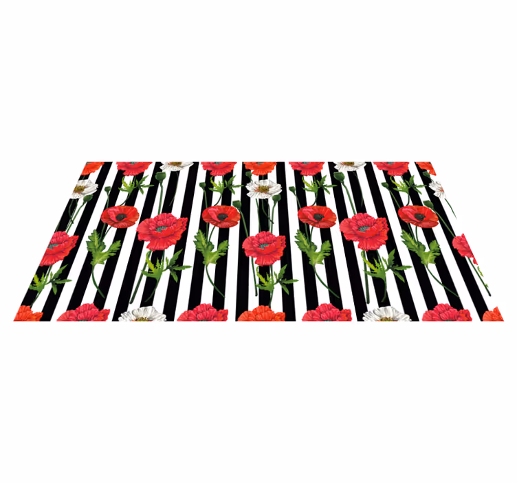 Floral striped pattern floral vinyl carpet - TenStickers
