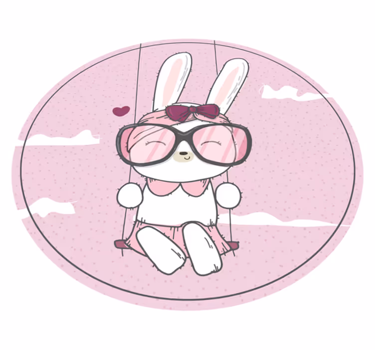 Cute Bunny Swinging kids vinyl carpet - TenStickers