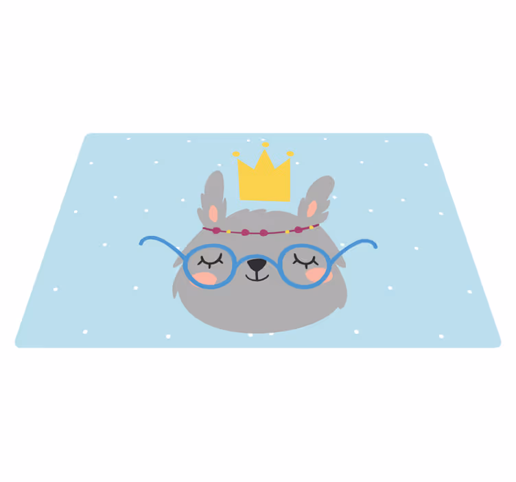 Nordic grey bunny with glasses kids vinyl carpet - TenStickers