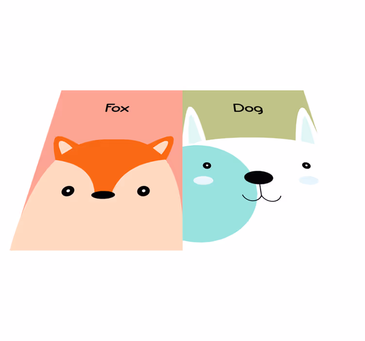 Fox and dog faces kids vinyl carpet - TenStickers