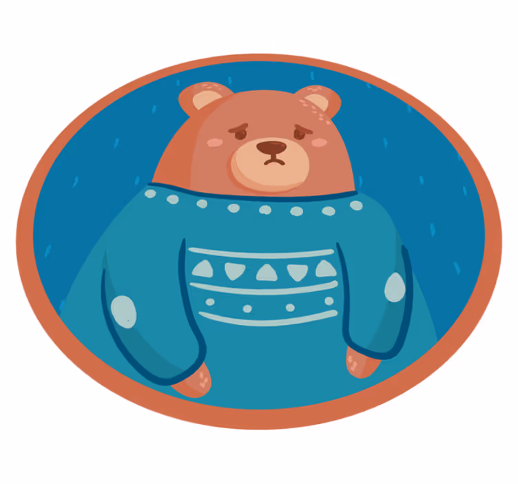 Sad Bear Sweater nursery vinyl carpet - TenStickers