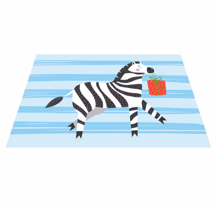 Zebra with gift animal vinyl carpet - TenStickers