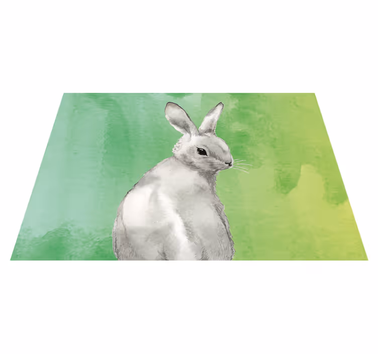 Rabbit green background animal vinyl carpet - TenStickers