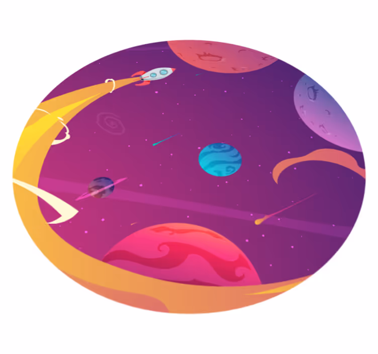 Cosmic rocket journey star vinyl carpet - TenStickers