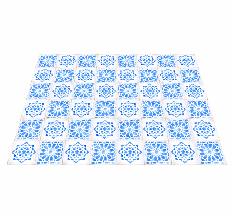 Intricate Blue Patterns tile vinyl carpet - TenStickers