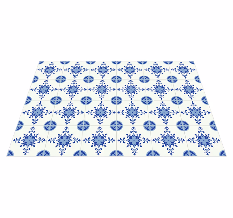 Azure Blossom Arrangement tile vinyl carpet - TenStickers