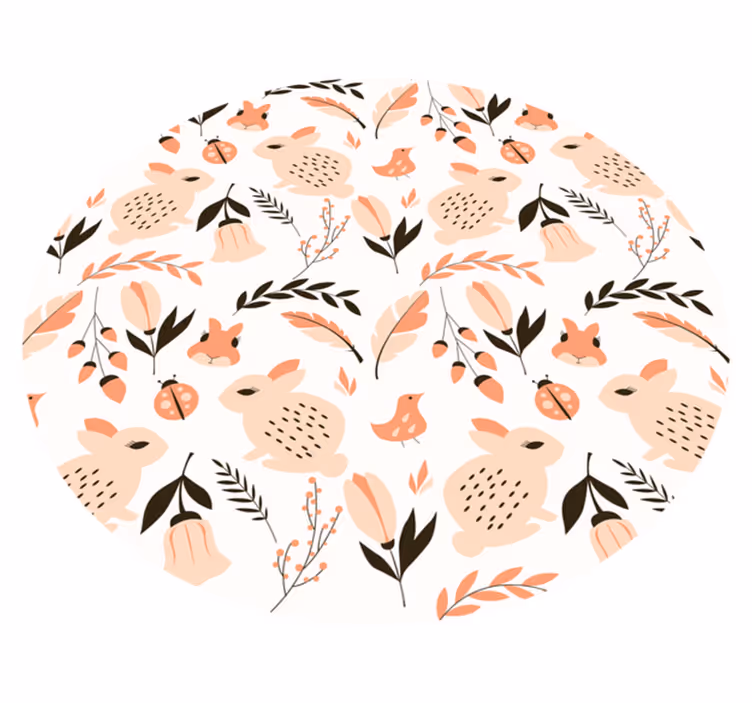 Gentle Bunny Floral kids vinyl carpet - TenStickers