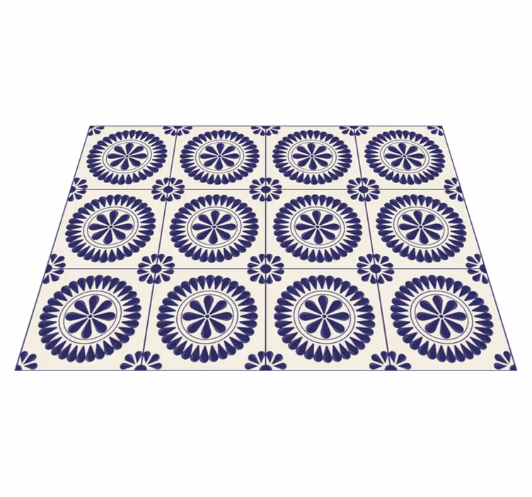 Circular floral motif mosaic vinyl carpet - TenStickers