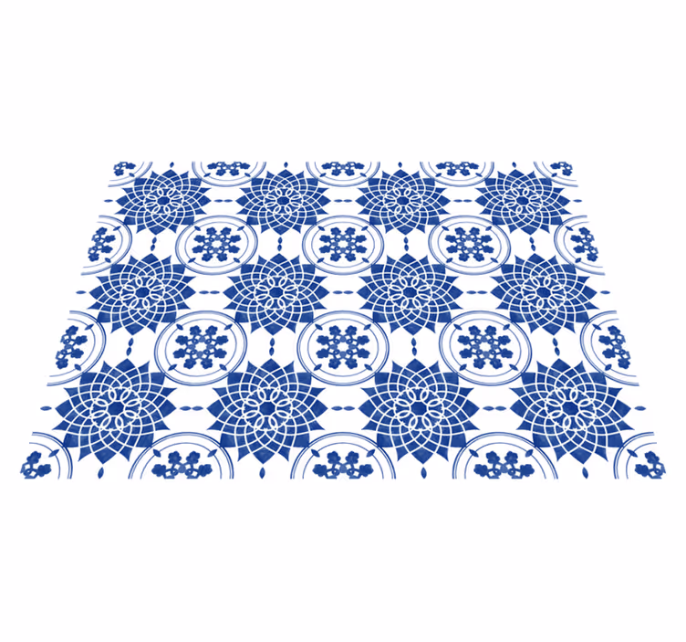 Intricate Blue Motifs mandala vinyl carpet - TenStickers