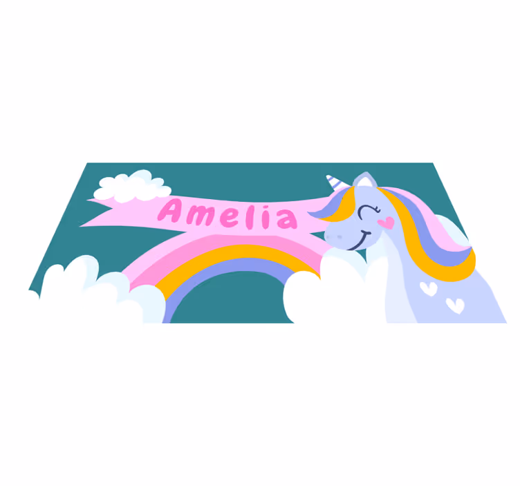 Rainbow unicorn costum kids vinyl carpet - TenStickers