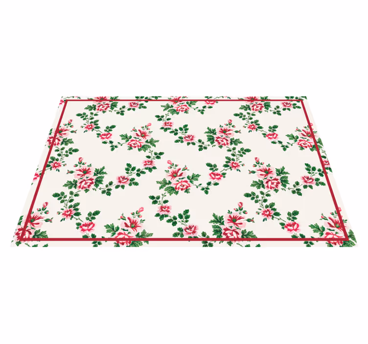 Floral vinyl carpet with blooming floral patterns - TenStickers