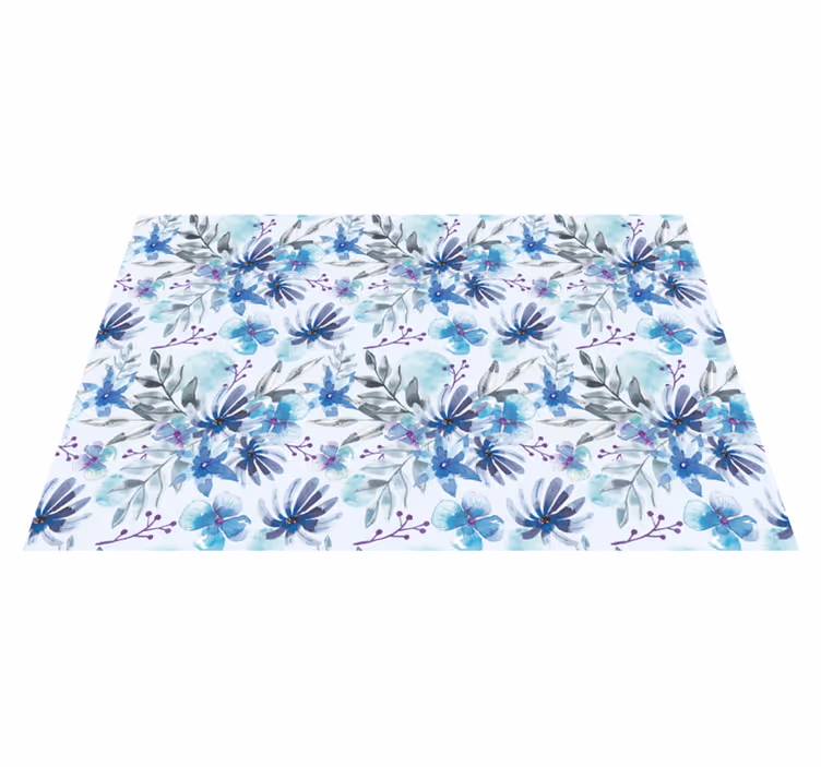 Blue elegant motif floral vinyl carpet - TenStickers