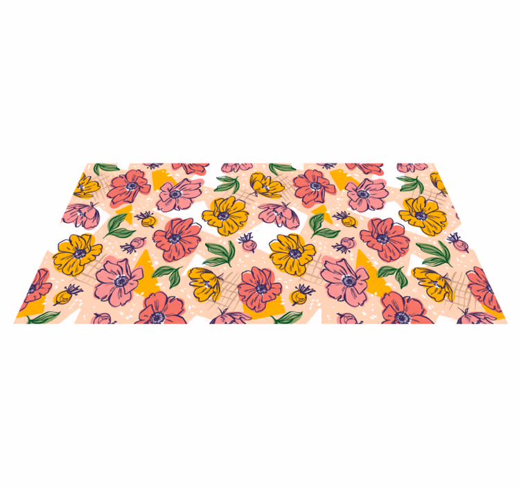 Vibrant Botanical Motifs floral vinyl carpet - TenStickers