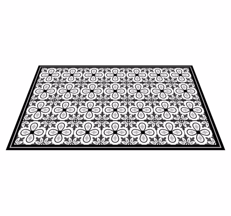 Grey floral motif tile vinyl carpet - TenStickers