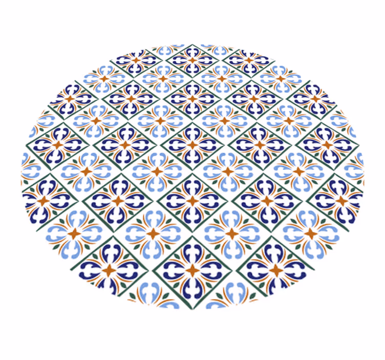 Geometric blue shades tile vinyl carpet - TenStickers