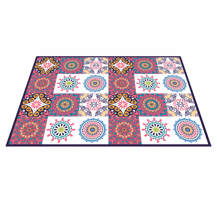 Lively floral motifs tile vinyl carpet - TenStickers