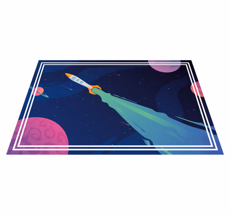 Spaceship in Orbit star vinyl carpet - TenStickers