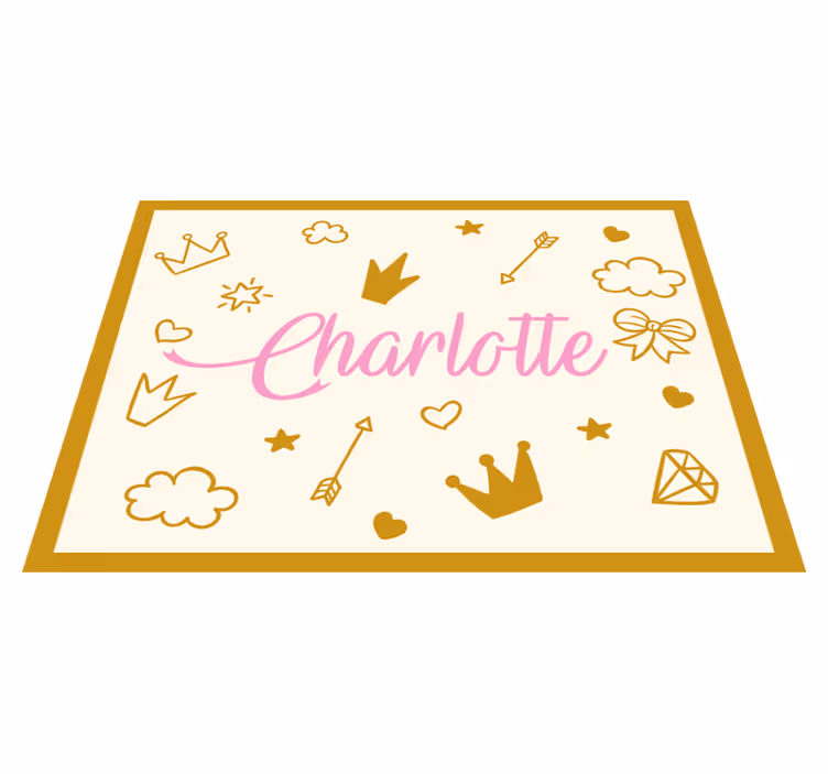 Princess theme with name custom vinyl carpet - TenStickers