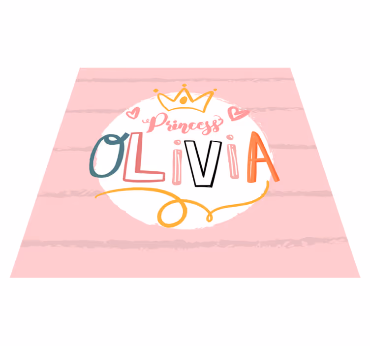 Crowned princess with name kids vinyl carpet - TenStickers