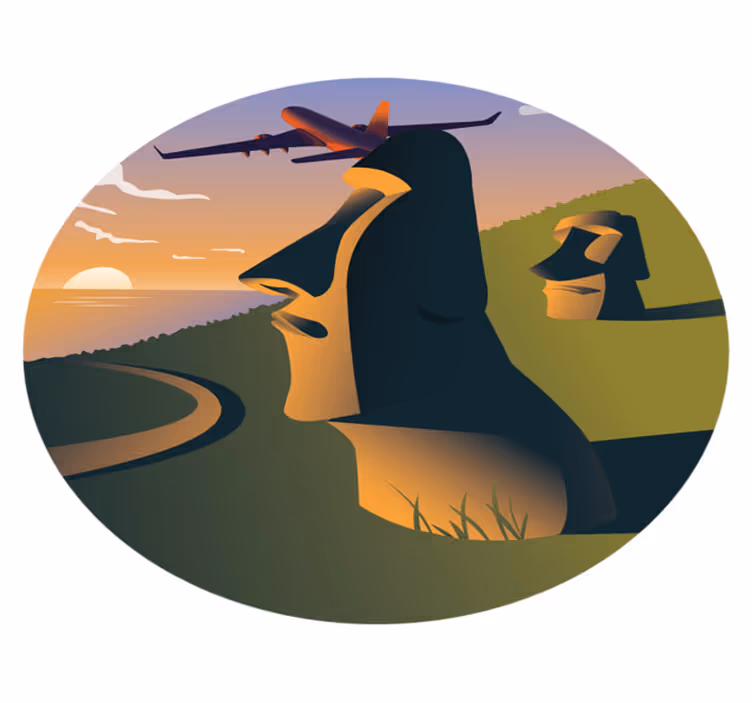 Easter Island Sunset circular vinyl carpet - TenStickers
