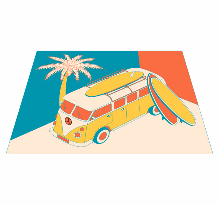 Surfing Van Adventure vintage vinyl carpet - TenStickers