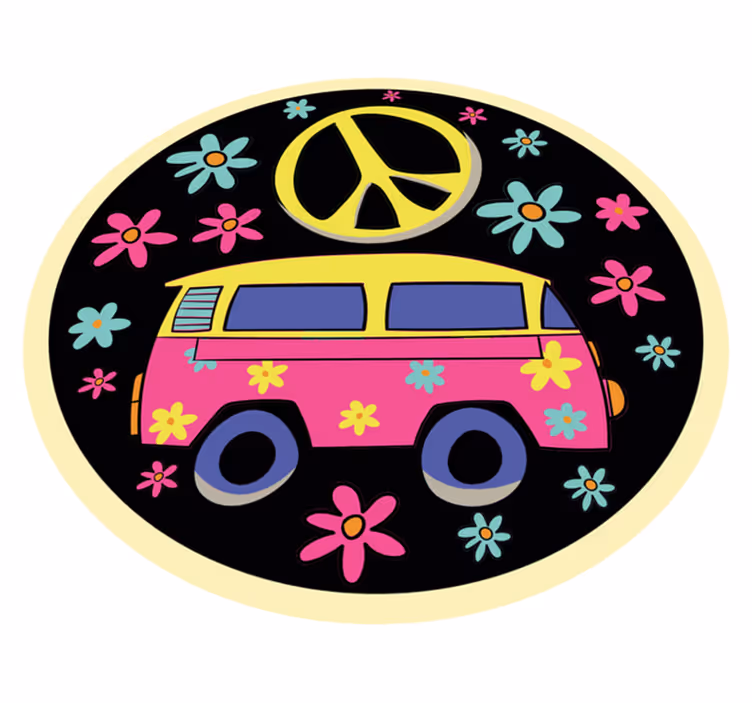 Flower Power Van kids vinyl carpet - TenStickers