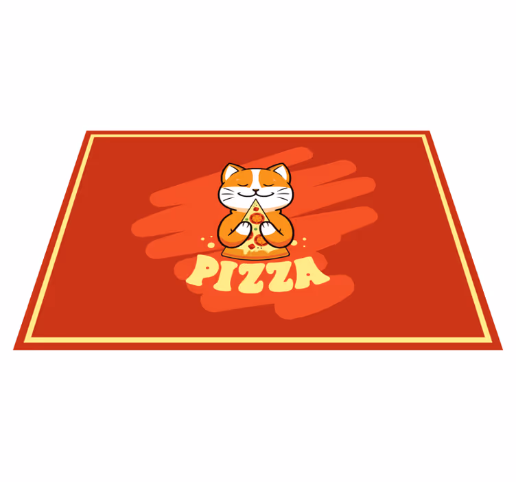 Cute cat with pizza kitchen vinyl carpet - TenStickers