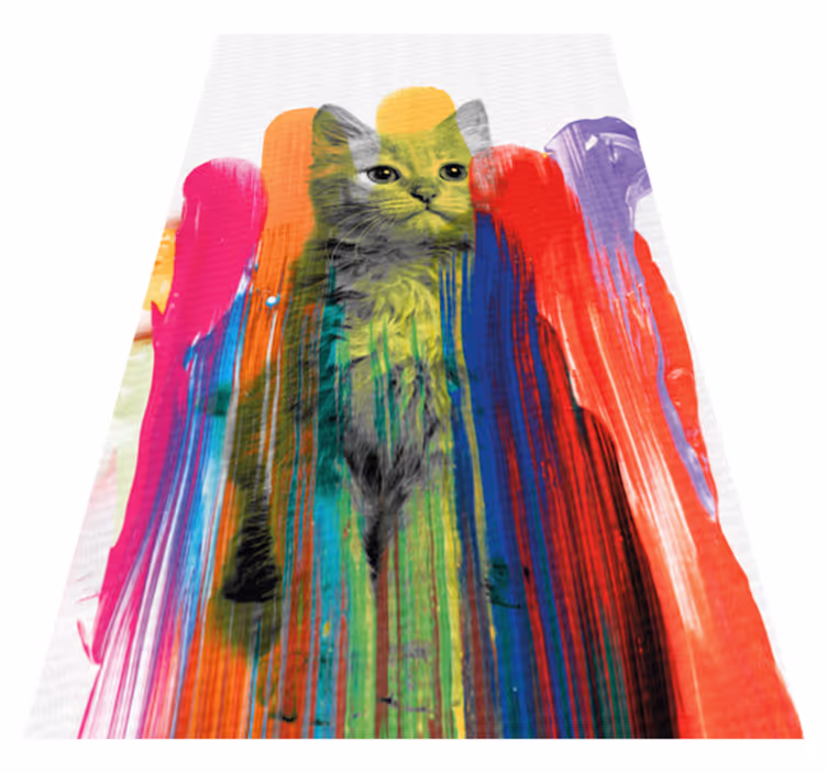 Colorful Cat Portrait modern vinyl carpet - TenStickers
