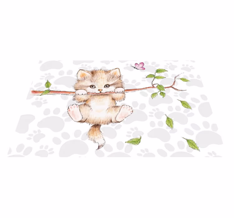 Cute Kitten Hanging animal vinyl carpet - TenStickers