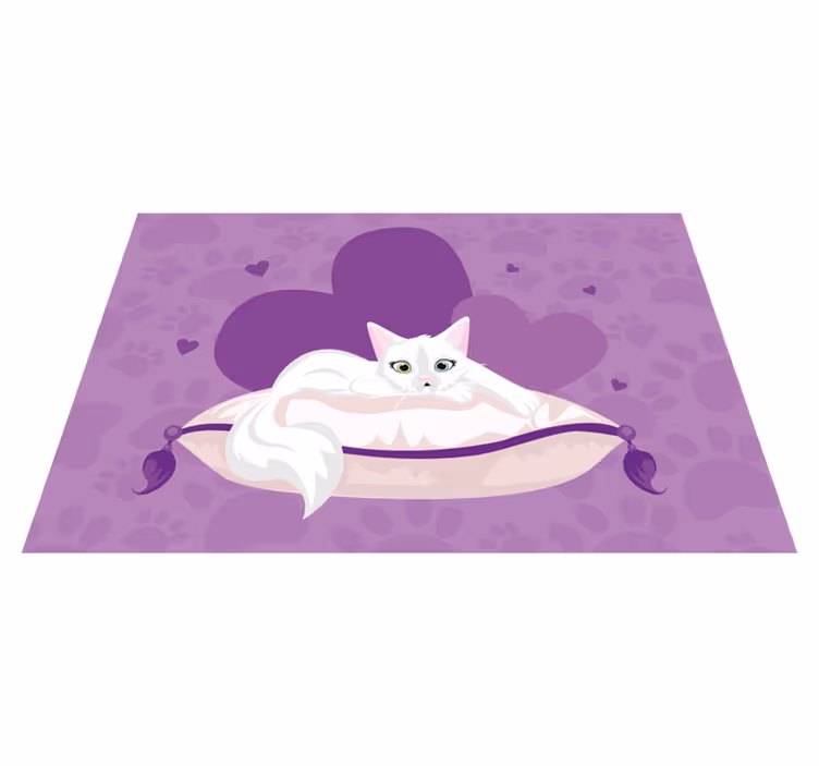Sweet Cat Cushion animal vinyl carpet - TenStickers