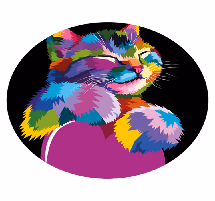 Vibrant Feline Illustration animal vinyl carpet - TenStickers