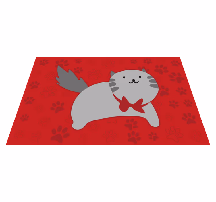 Cheerful Cat Illustration animal vinyl carpet - TenStickers