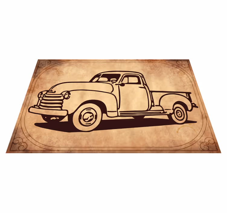 Classic truck silhouette vintage vinyl carpet - TenStickers