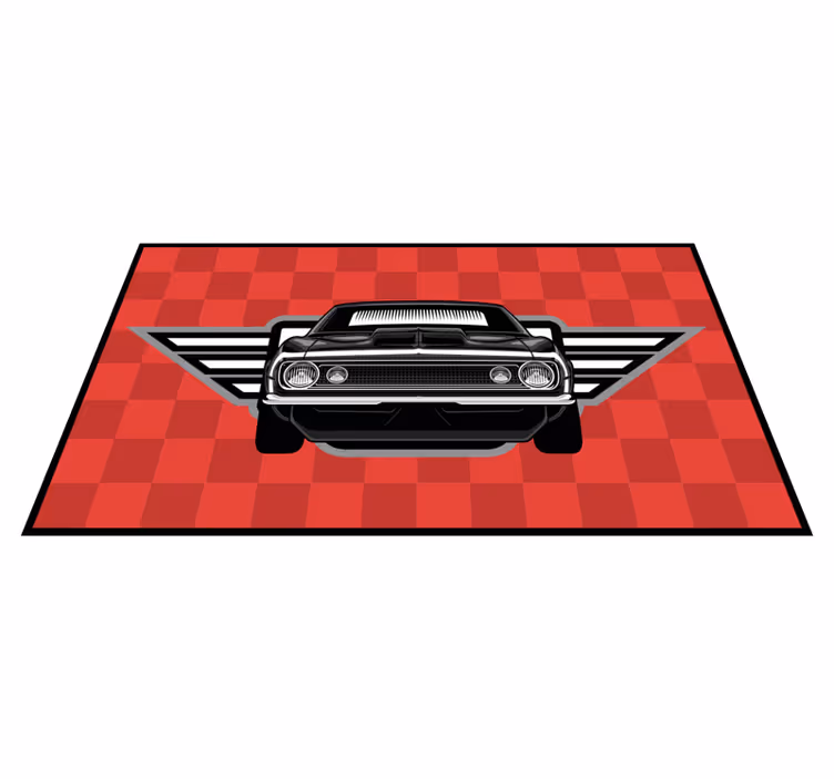 Checkered Muscle Car kids vinyl carpet - TenStickers