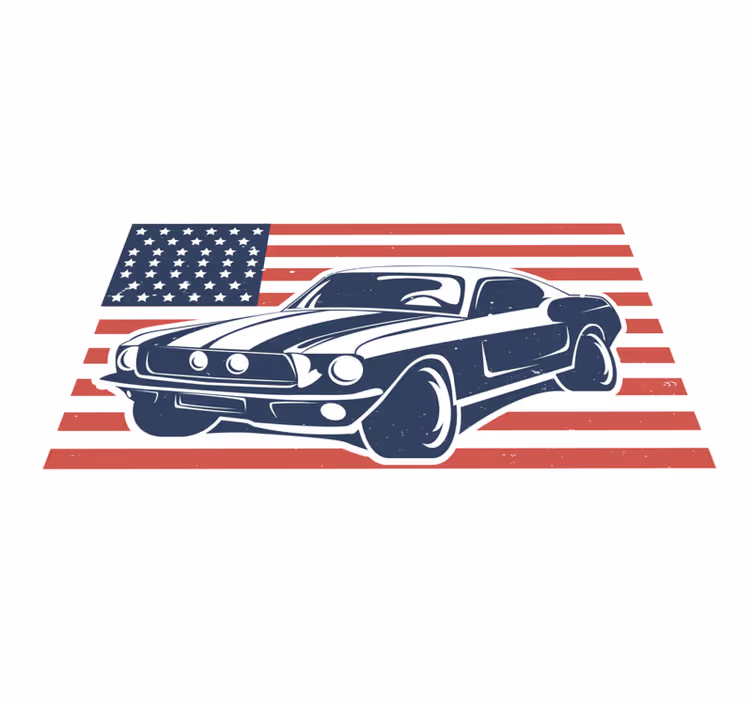 US flag and automobile teen vinyl carpet - TenStickers