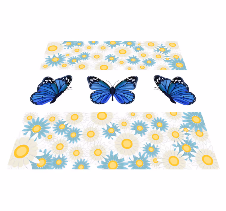 Blue butterflies floral vinyl carpet - TenStickers