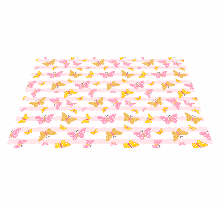 Pink and yellow butterflies kids vinyl carpet - TenStickers
