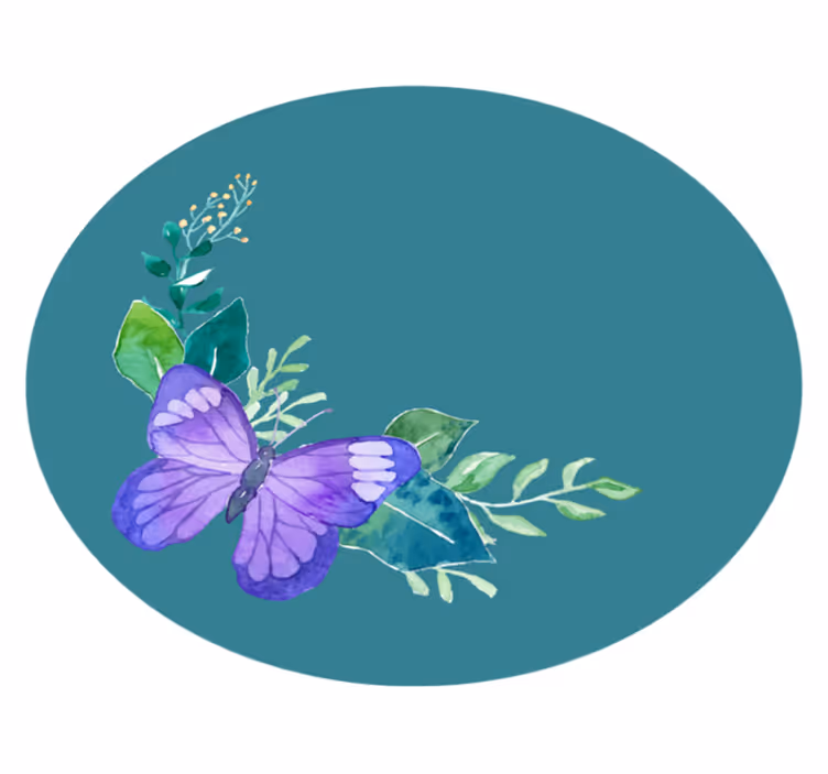 Butterfly Botanical Motif floral vinyl carpet - TenStickers