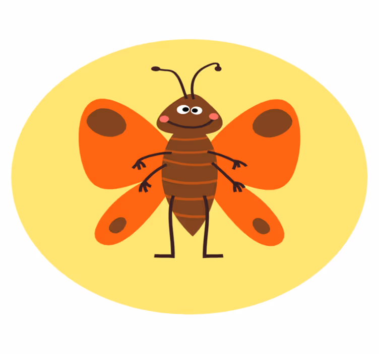 Cheerful Butterfly Character kids vinyl carpet - TenStickers