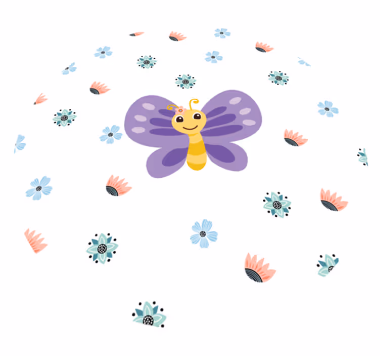 Purple butterfly design kids vinyl carpet - TenStickers
