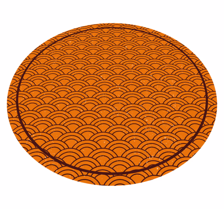 Orange Wave Pattern circular vinyl carpet - TenStickers