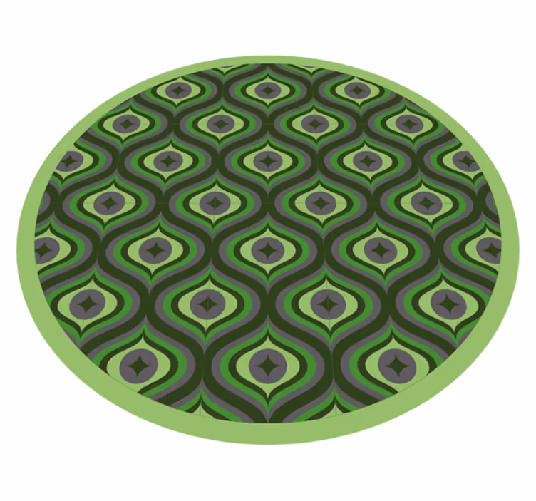 Intricate Green Waves circular vinyl carpet - TenStickers