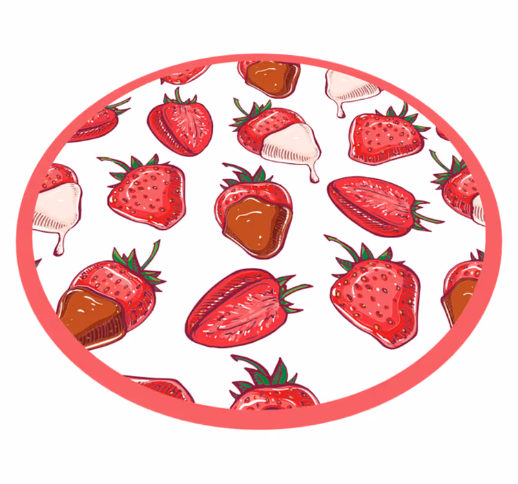 Sweet Strawberry Delight circular vinyl carpet - TenStickers
