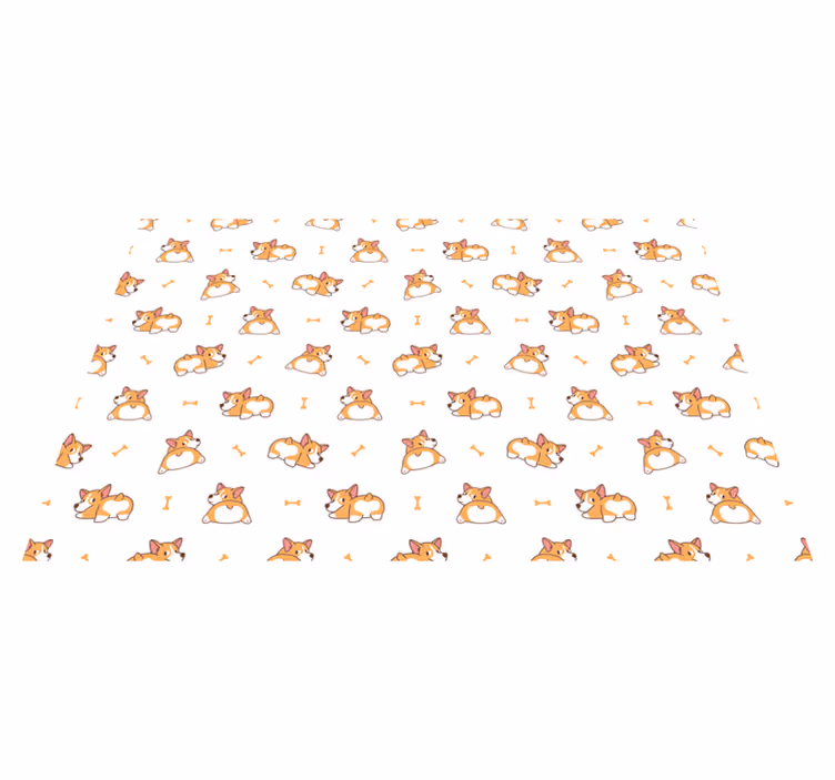 Cute Corgi characters  kids vinyl carpet - TenStickers