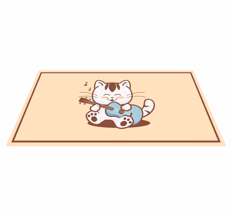 Happy cat musician animal vinyl carpet - TenStickers