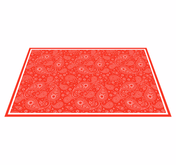 Red paisley pattern world map vinyl carpet - TenStickers