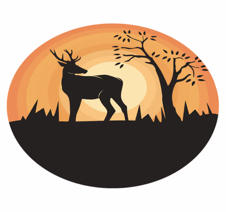 Retro serene deer silhouette vintage vinyl carpet - TenStickers