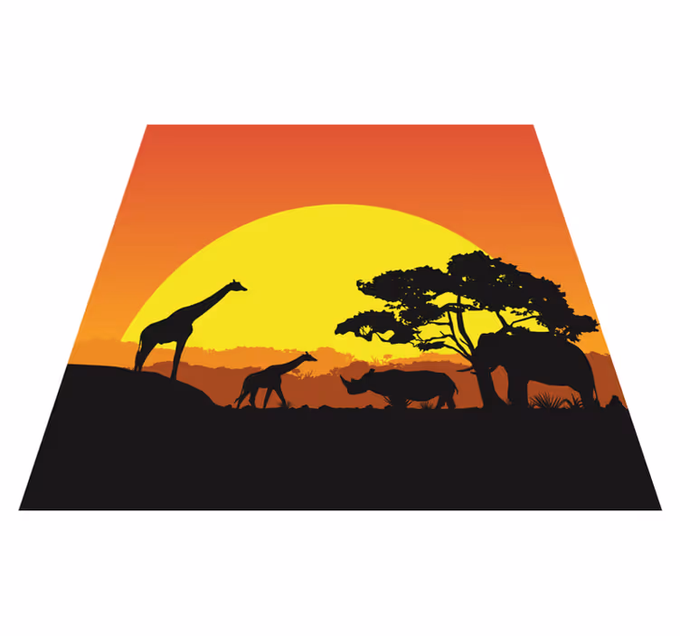 Sunset safari scene animal vinyl carpet - TenStickers